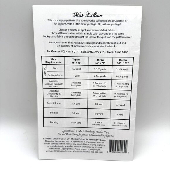 Perkins Dry Goods Miss Lillian Quilt Pattern 169 Topper Throw Queen Quilt - Picture 4 of 5